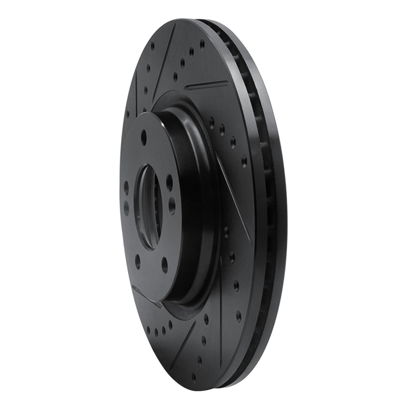 Hyundai Kona Brake Rotor (1) - Front Left - R1 Concepts - Drilled & Slotted - Black - `20-`25